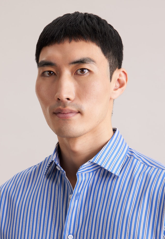 Regular Business Hemd Gestreift in Mittelblau |  Seidensticker Onlineshop