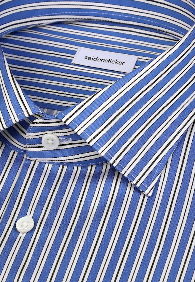 Shaped Business Hemd Gestreift in Mittelblau | Seidensticker Onlineshop