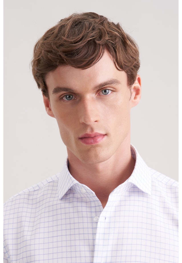 Shaped Business Hemd Karo in Mittelblau |  Seidensticker Onlineshop