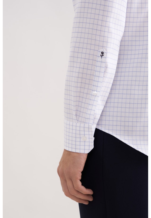 Shaped Business Hemd Karo in Mittelblau |  Seidensticker Onlineshop