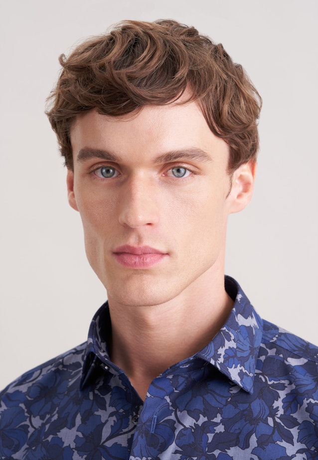 Shaped Business Hemd Druck in Dunkelblau |  Seidensticker Onlineshop