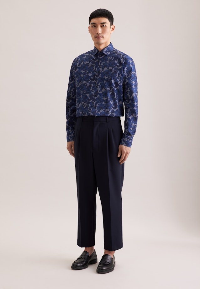 Regular Business Hemd Druck in Dunkelblau |  Seidensticker Onlineshop