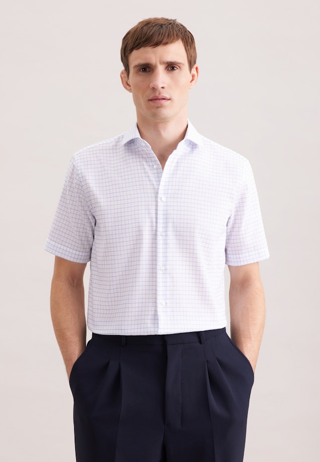 Regular Business shirt Check in Mittelblau |  Seidensticker Onlineshop