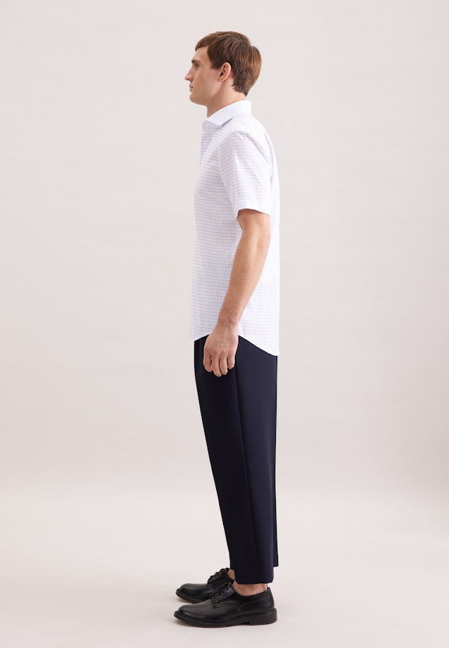 Regular Business Hemd Karo in Mittelblau |  Seidensticker Onlineshop