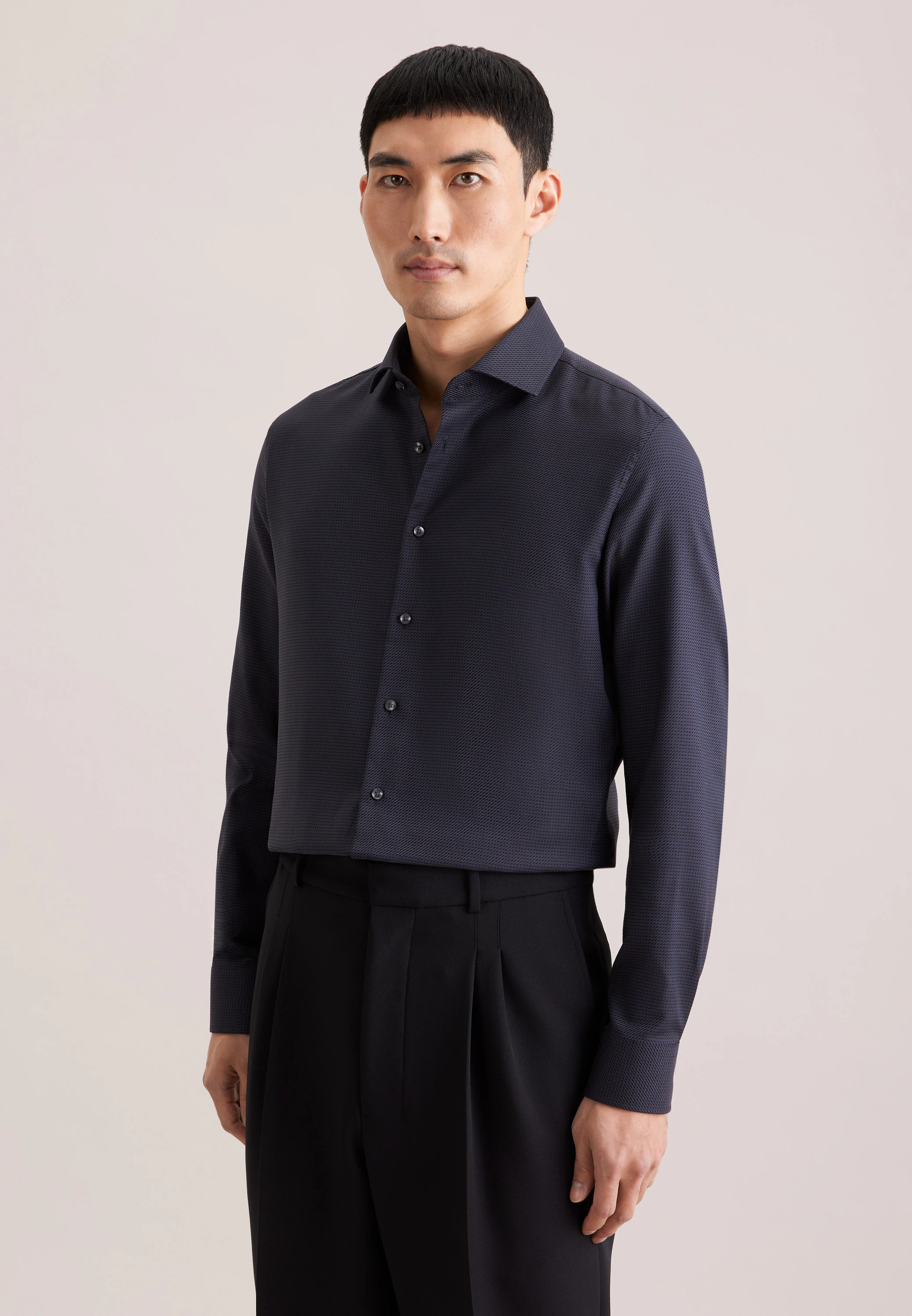 Slim Business Hemd Struktur Grau 40
