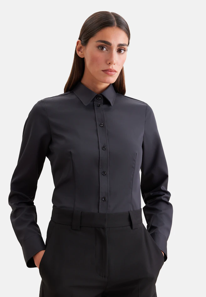 Hemdbluse regular fit in Schwarz | Seidensticker Onlineshop