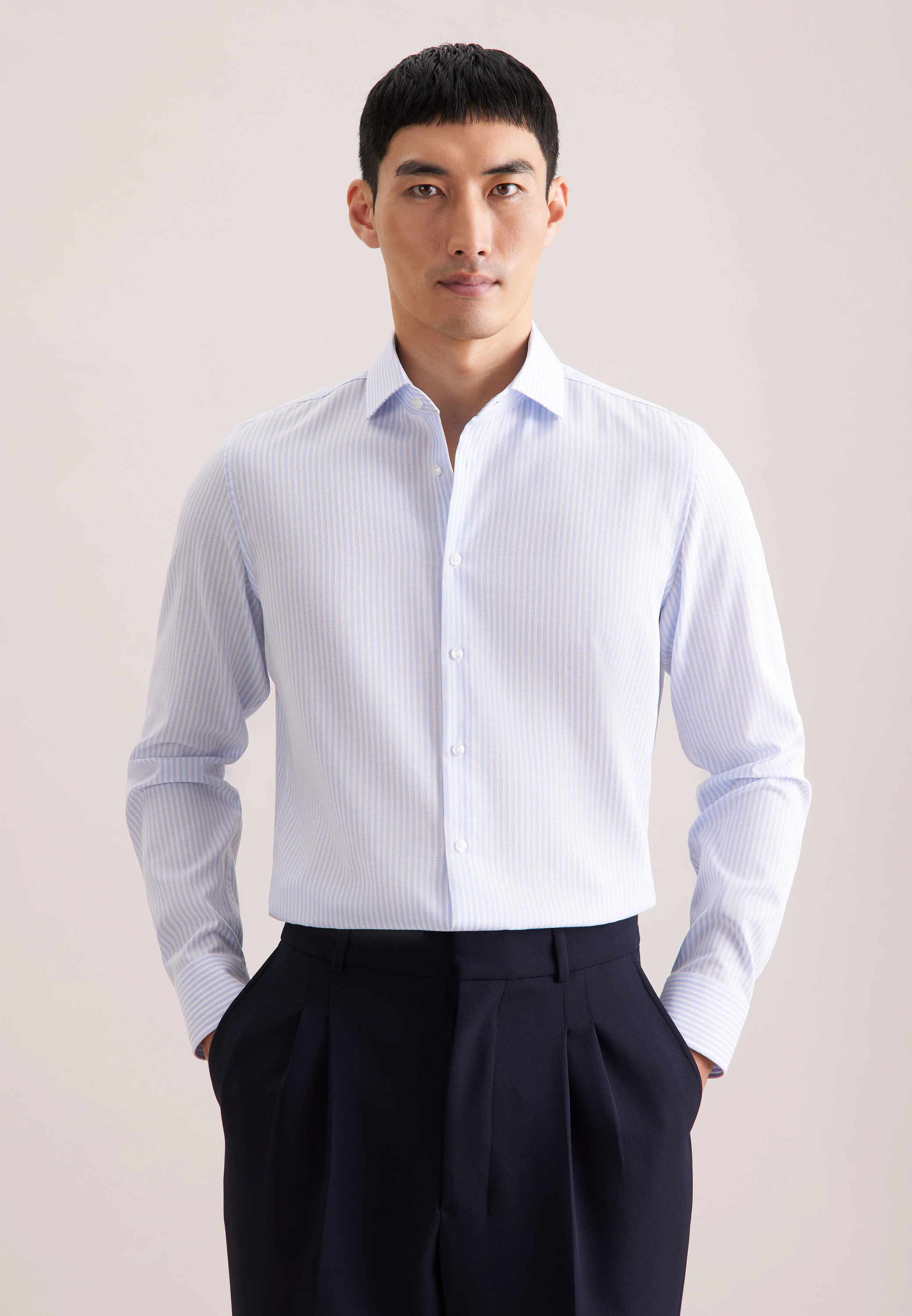 X-Slim Business Hemd Gestreift Blau 42