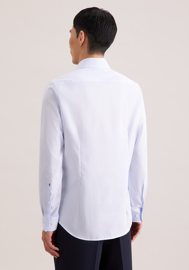 Shaped Business Hemd Gestreift in Mittelblau | Seidensticker Onlineshop