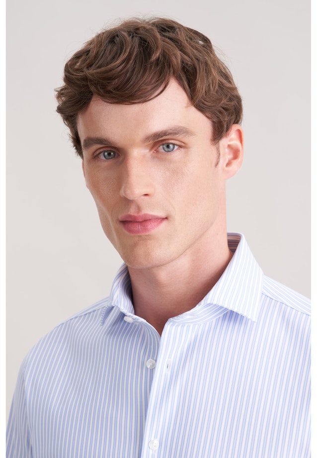 Slim Performance-Hemd Druck in Mittelblau |  Seidensticker Onlineshop