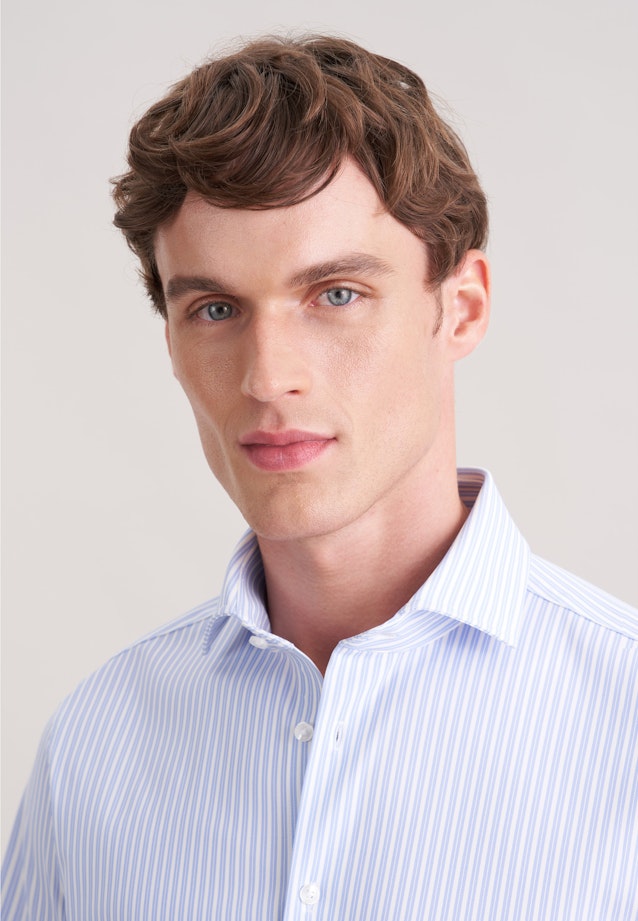 Slim Performance shirt Print in Mittelblau |  Seidensticker Onlineshop