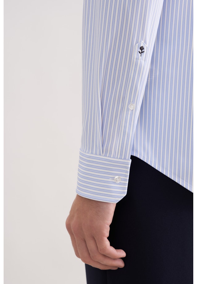 Slim Performance-Hemd Druck in Mittelblau |  Seidensticker Onlineshop