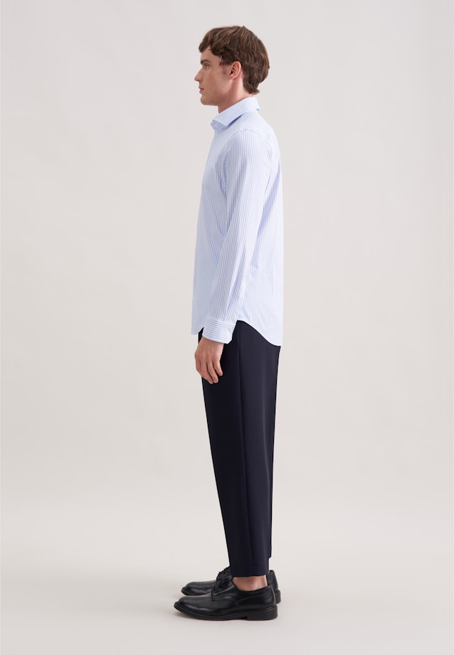 Slim Performance shirt Print in Mittelblau |  Seidensticker Onlineshop