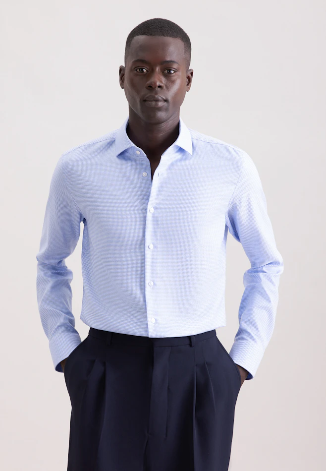 Shaped Business shirt Structure in Mittelblau | Seidensticker online shop