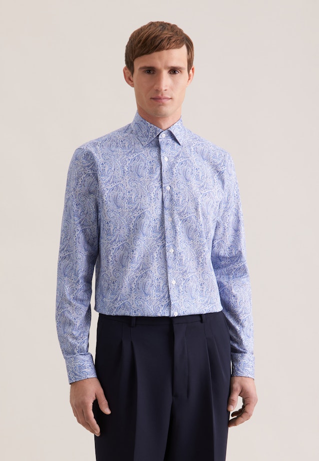 Regular Business Hemd Druck in Dunkelblau |  Seidensticker Onlineshop