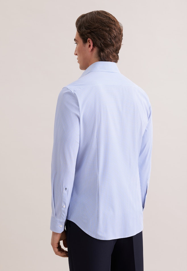 Slim Performance-Hemd Druck in Mittelblau | Seidensticker Onlineshop