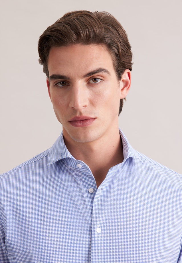 Slim Performance-Hemd Druck in Mittelblau |  Seidensticker Onlineshop