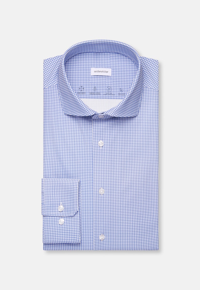 Slim Performance-Hemd Druck in Mittelblau |  Seidensticker Onlineshop