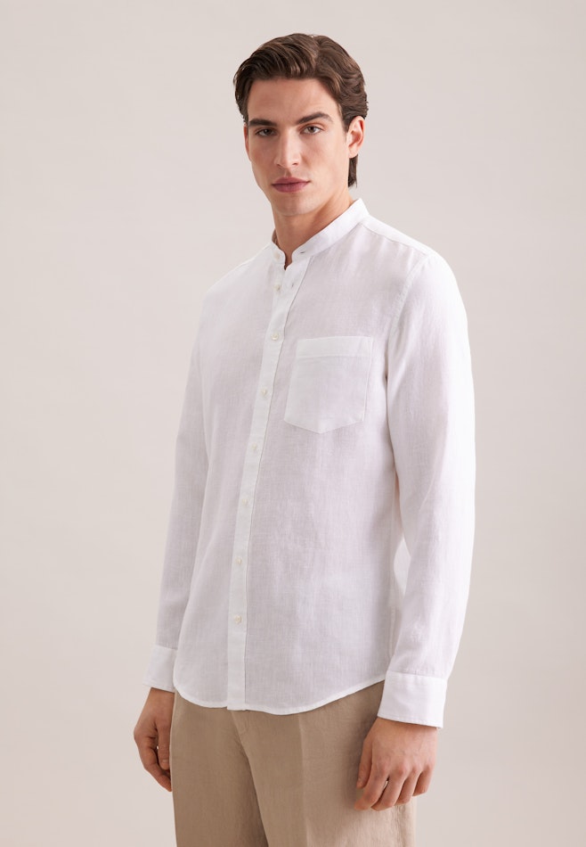 Slim Linen shirt Uni in Weiß | Seidensticker online shop