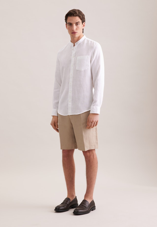 Slim Linen shirt Uni in Weiß |  Seidensticker Onlineshop