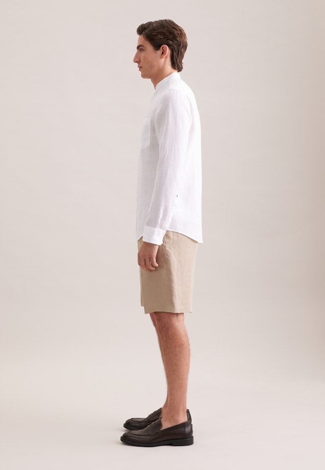 Slim Linen shirt Uni in Weiß |  Seidensticker Onlineshop