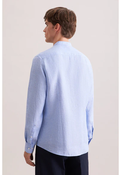Slim Leinenhemd Uni in Mittelblau |  Seidensticker Onlineshop