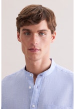 Slim Linen shirt Uni in Mittelblau |  Seidensticker Onlineshop