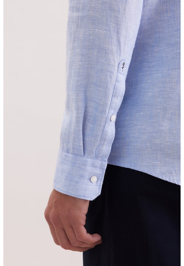 Slim Linen shirt Uni in Mittelblau |  Seidensticker Onlineshop