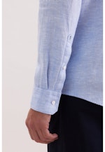 Slim Linen shirt Uni in Mittelblau |  Seidensticker Onlineshop
