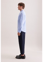Slim Linen shirt Uni in Mittelblau |  Seidensticker Onlineshop