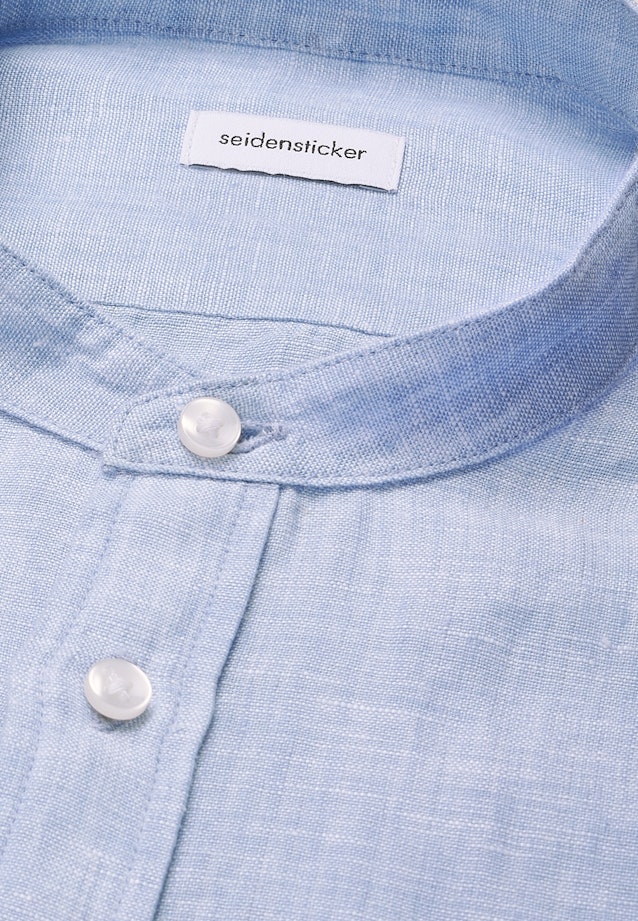 Slim Linen shirt Uni in Mittelblau |  Seidensticker Onlineshop