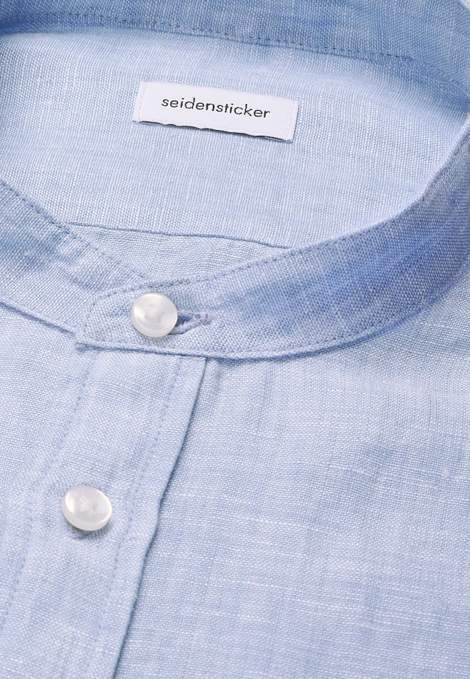 Slim Chemise en lin Uni dans Bleu Moyen | Boutique en ligne Seidensticker