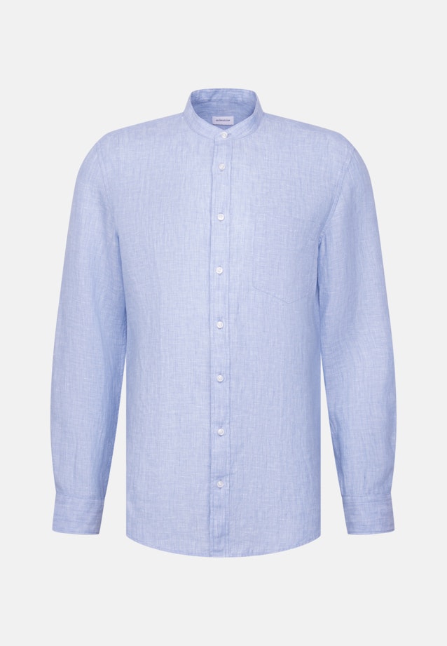 Slim Linen shirt Uni in Mittelblau |  Seidensticker Onlineshop