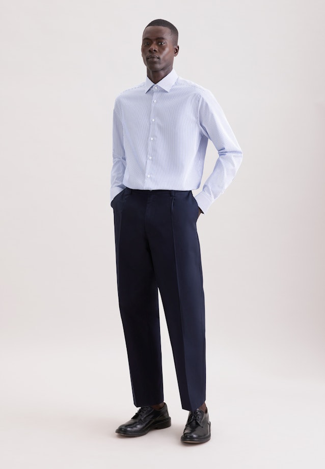 Regular Business Hemd Gestreift in Mittelblau |  Seidensticker Onlineshop