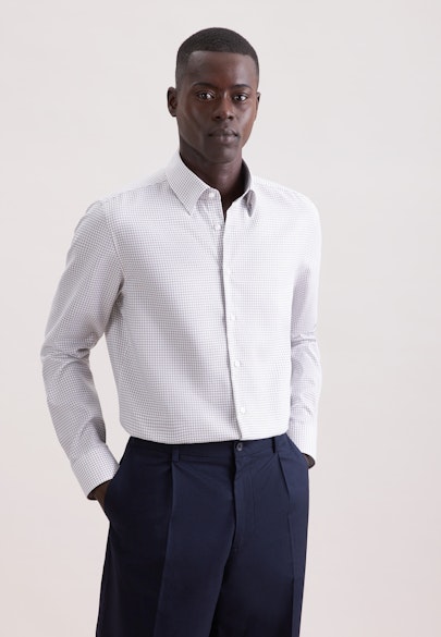 Shaped Business Hemd Karo in Beige |  Seidensticker Onlineshop