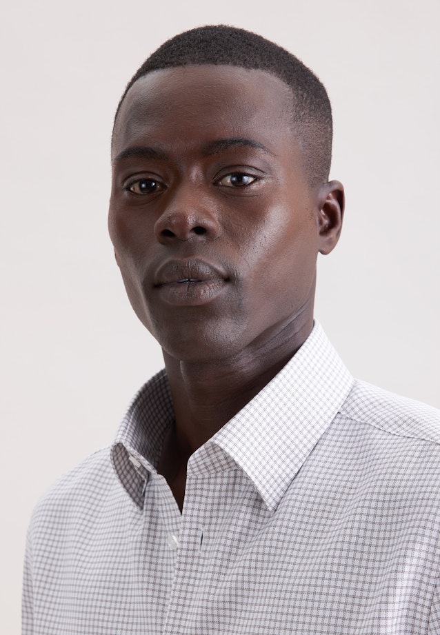 Shaped Business Hemd Karo in Beige |  Seidensticker Onlineshop