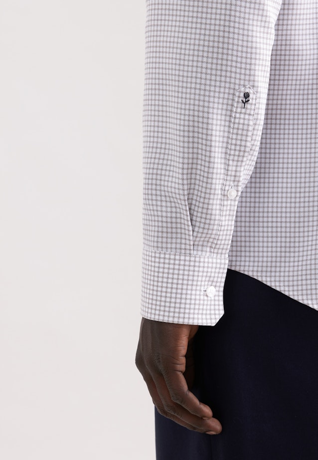 Shaped Business Hemd Karo in Beige |  Seidensticker Onlineshop