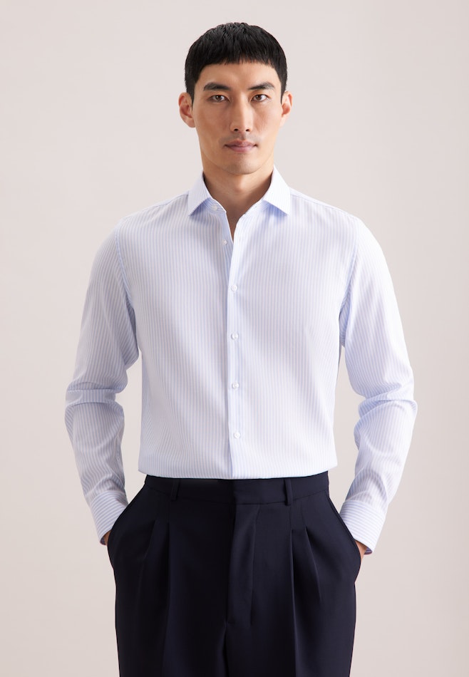 Slim Business shirt Stripes in Mittelblau | Seidensticker online shop