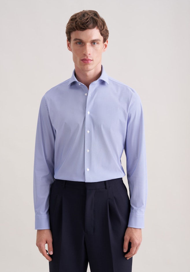 Slim Performance-Hemd Druck in Mittelblau | Seidensticker Onlineshop