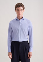 Slim Performance-Hemd Druck in Mittelblau |  Seidensticker Onlineshop