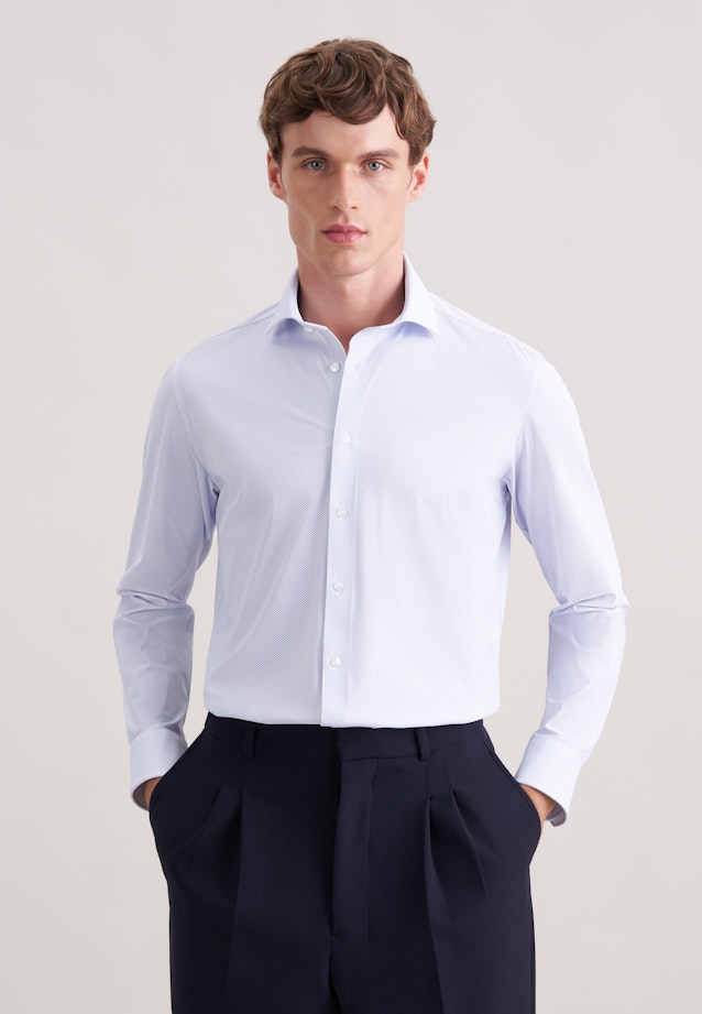 Slim Performance-Hemd Druck in Mittelblau |  Seidensticker Onlineshop