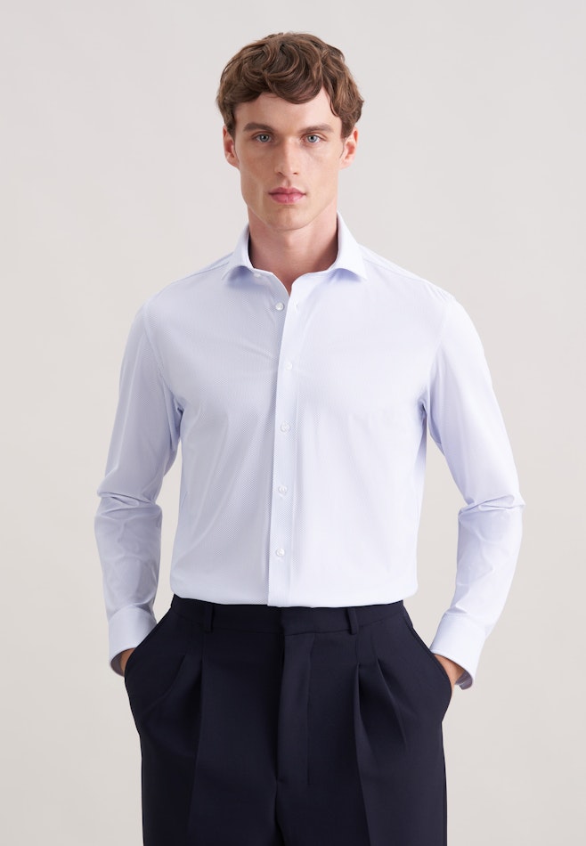 Slim Performance-Hemd Druck in Mittelblau | Seidensticker Onlineshop