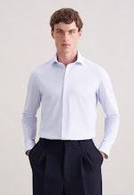 Slim Performance-Hemd Druck in Mittelblau |  Seidensticker Onlineshop