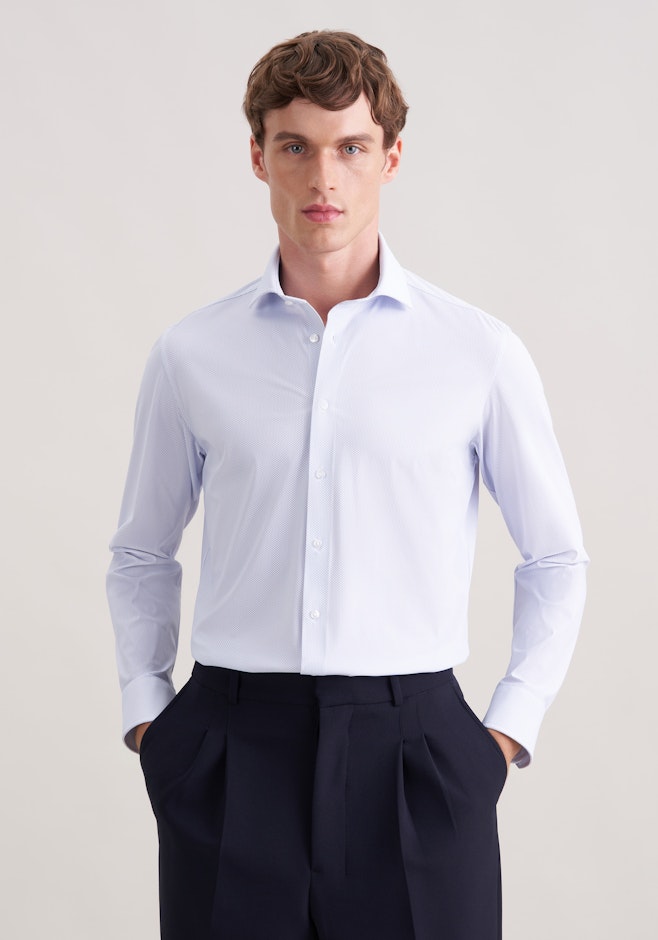 Slim Chemise Performance Imprimé dans Bleu Moyen | Boutique en ligne Seidensticker