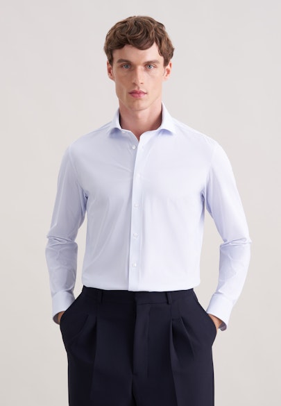 Slim Performance-Hemd Druck in Mittelblau |  Seidensticker Onlineshop