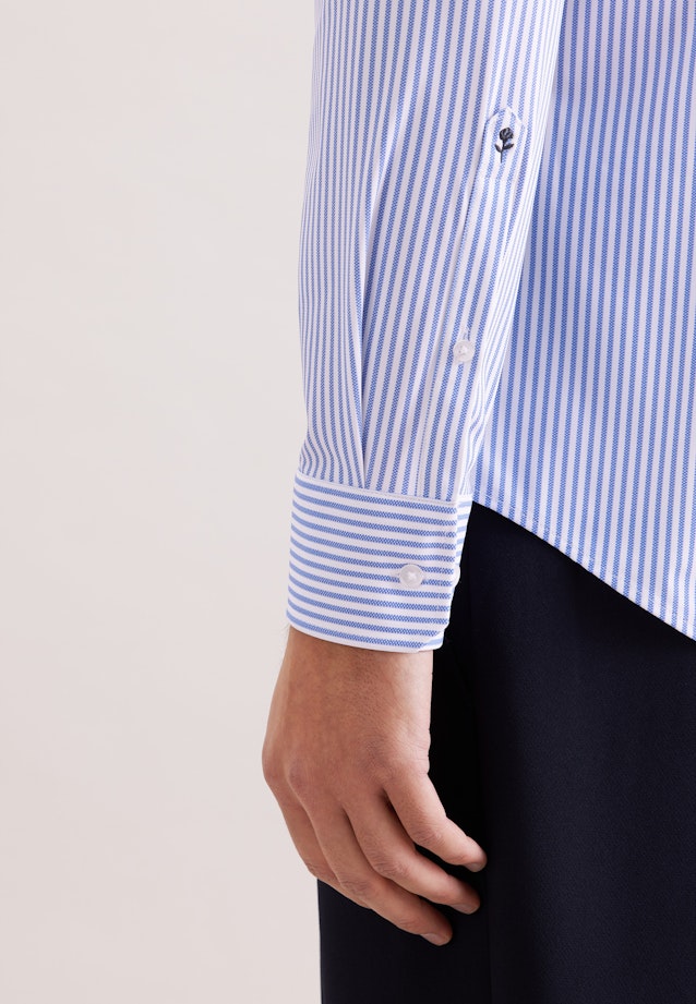 Slim Performance-Hemd Druck in Mittelblau |  Seidensticker Onlineshop