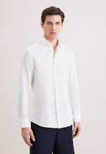 Slim Linen shirt Uni in Weiß |  Seidensticker Onlineshop