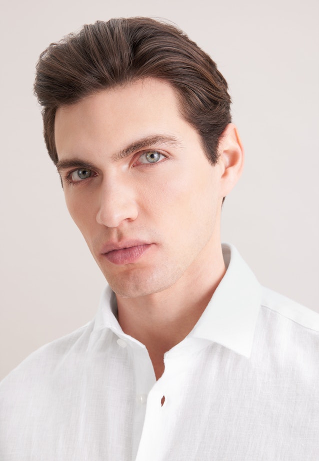 Slim Linen shirt Uni in Weiß |  Seidensticker Onlineshop