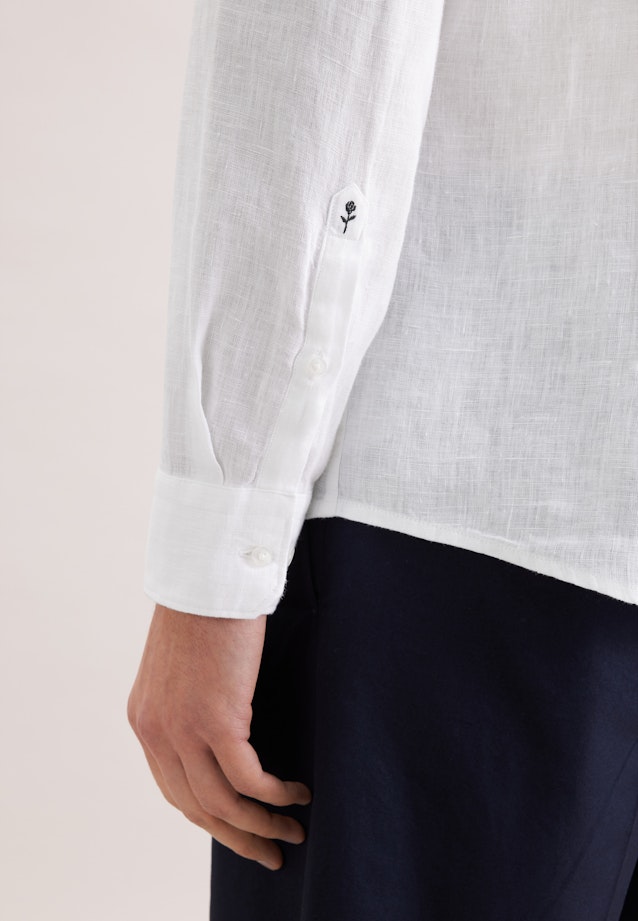 Slim Linen shirt Uni in Weiß |  Seidensticker Onlineshop