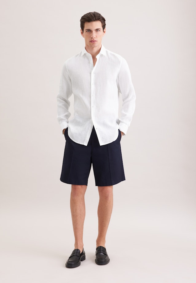 Slim Linen shirt Uni in Weiß |  Seidensticker Onlineshop