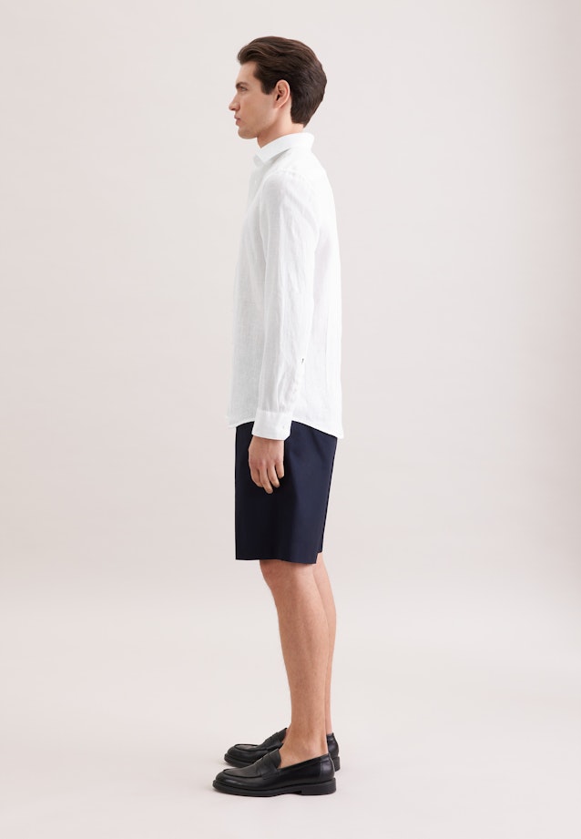 Slim Linen shirt Uni in Weiß |  Seidensticker Onlineshop